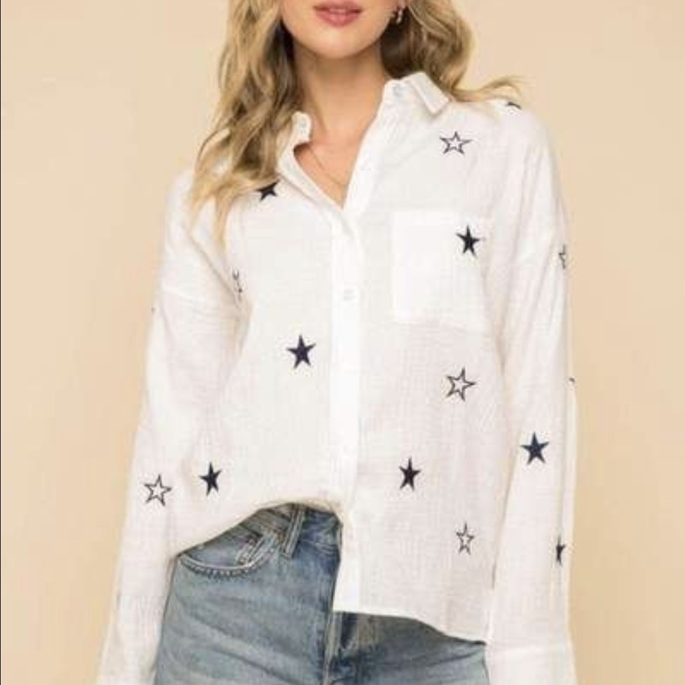 Hem & Thread White Star Button-Down Shirt